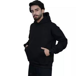 Sudadera con capucha de algodón 400 de 100% G para hombre, ropa de calle de lana de peso pesado, Sudadera negra de moda informal con bordado de logotipo personalizado - Product Image 5