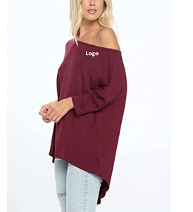 Blusa holgada informal con manga murciélago para mujer, blusa holgada con hombros descubiertos para mujer - Product Image 4