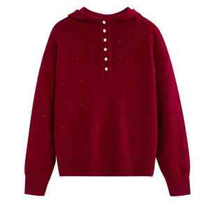 เสื้อสเวตเตอร์ขนแกะ100% สำหรับผู้หญิงมีฮู้ดนุ่มสบาย - Product Image 1