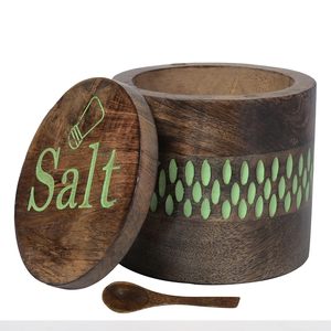 Recipiente de Madera Torneada Artesanal con Tapa, Frasco Decorativo Multiusos para Especias, Condimentos y Hierbas - Product Image 1