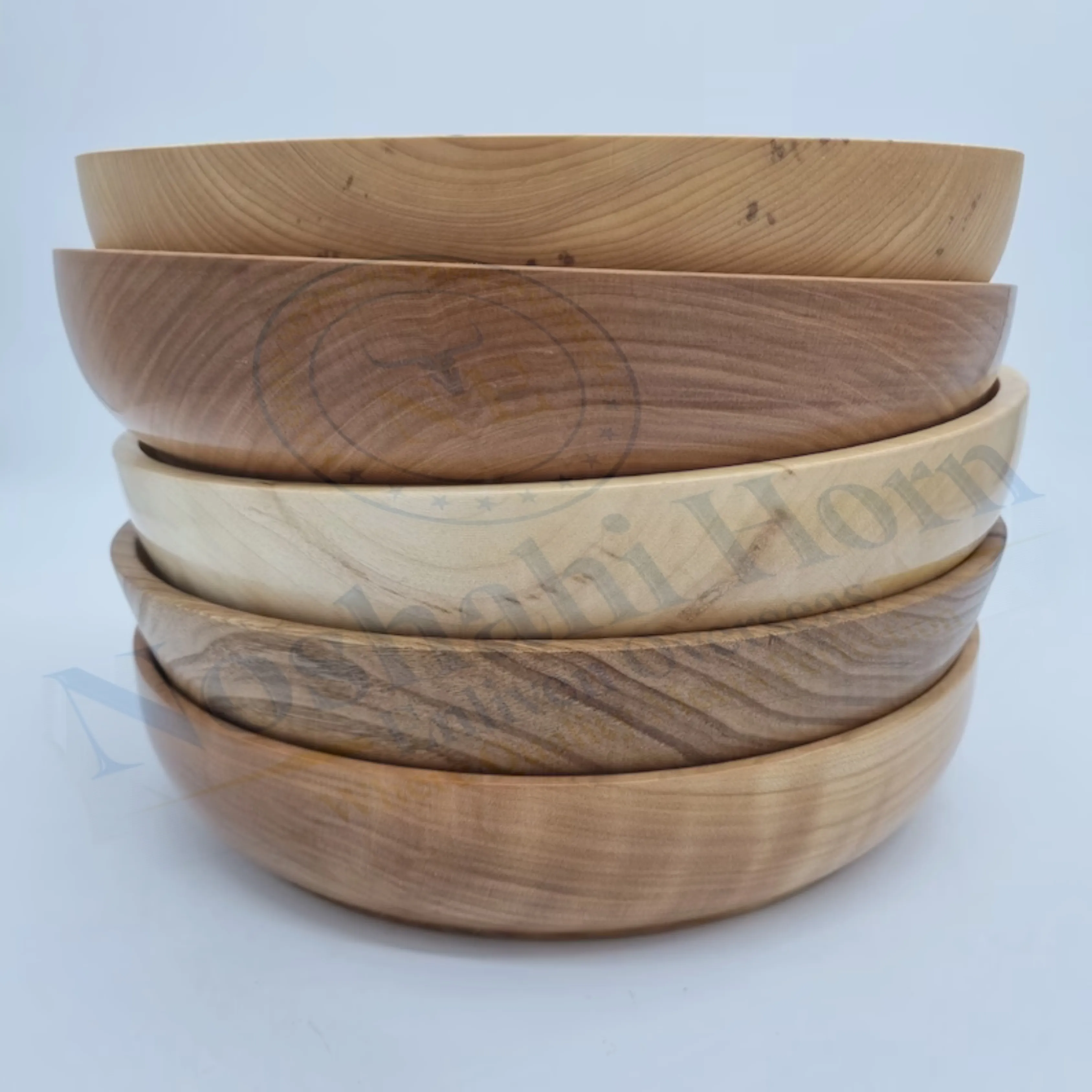Polished round Bamboo Wood Tray Custom Food Storage Platters for Serving Food Bathroom Decor with Horn Theme
