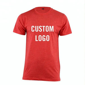 T-shirt en coton avec logo personnalisé pour hommes, manches courtes, couleur unie rouge, t-shirts avec logo personnalisé pour hommes - Product Image 1