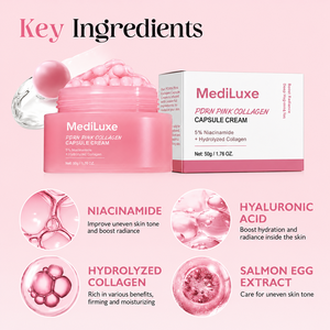 Crema de Noche PDRN 50ml, Crema Facial Hidratante y Blanqueadora con Ácido Hialurónico y Glicerina, Color Rosa, Certificada por GMP - Product Image 2