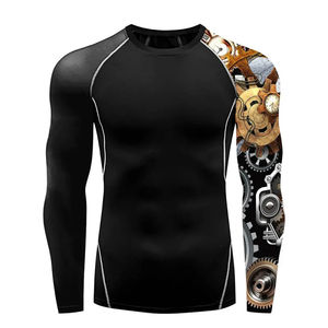 Venta al por mayor camisa de compresión de los hombres de gimnasio apretado Fit manga corta ropa deportiva de secado rápido entrenamiento Fitness entrenamiento camiseta - Product Image 4