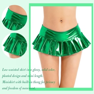 Minigonna Metallizzata Lucida Plissettata da Donna, Gonna alla Moda per <span class=keywords><strong>Costumi</strong></span> da Discoteca, Feste, Festival Musicali, Spettacoli di Danza - Product Image 5
