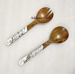 Custom Engraved Logo Dessert <b>Salad</b> <b>Servers</b> With Resin Handle Mixing Kitchen Cooking Utensils Acacia Wood <b>Salad</b> Tools Tableware - Product Image 6