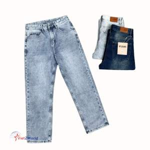 กางเกงยีนส์ผู้ชายสีเข้มลำลองขนาดกลางกลาง, กางเกงยีนส์ผ้าถักแบบถักมีหลายขนาดมีต้นกำเนิดจากเวียดนาม - Product Image 3