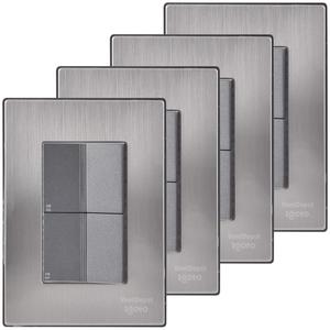 สวิตช์บันไดแบบใช้งานได้จริง, MXIUX-004, 4 ชิ้น, สวิตช์บันได x2, 125-250VAC, 10A, 50/60Hz, สีเงิน/อ๊อกซ์ฟอร์ด, สแตนเลส - Product Image 1