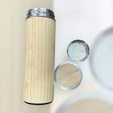 Botella biodegradable con acabado de madera para bebidas frías y calientes - Product Image 2