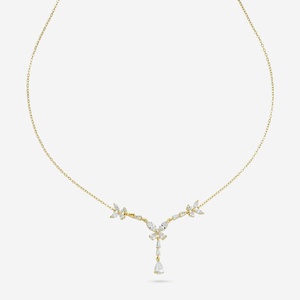 Collier pendentif floral en diamant pour femme, cadeau de fête, chaîne plaquée or, alliage de zinc - Product Image 3