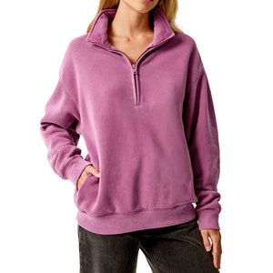 Sudaderas de Mujer con Media Cremallera de Color Sólido, Fabricadas en Pakistán, con Logotipo Personalizado Impreso, Sudaderas Casuales de Mujer con Media Cremallera - Product Image 1
