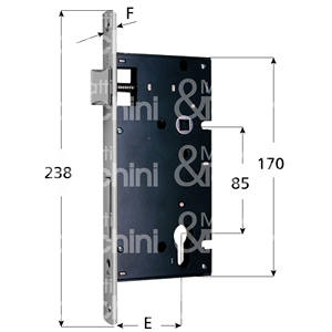 SERRURE À MORTICE à 2 jetés et loquet réversible. Deadbolts en laiton. Façade en acier nickelé. Bord rond du cylindre. - Product Image 1