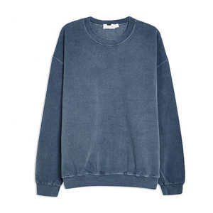 Sweat-shirt à col rond en tricot solide de luxe vintage imprimé délavé à l'acide pour hommes, épais et chaud, polyester/coton pour l'automne - Product Image 2