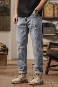 กางเกงยีนส์ขายาวสำหรับผู้ชายกางเกงทรงตรงสำหรับซักกลางสำหรับฤดูหนาว - Product Image 3