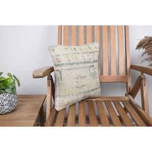 <b>Beige</b> Wool Kantha Patchwork Pillow 14x14 Inches Luxury Vintage Embroidered Print Pattern Woven Fluffy Style for <b>Bedding</b> - Product Image 2