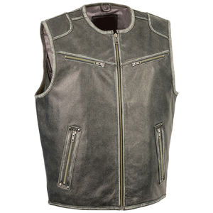 Gilet en cuir pour homme personnalisable en marque propre - Vêtement d'extérieur respirant imperméable et coupe-vent de haute qualité - Product Image 1