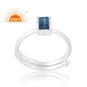 แหวนเงินแท้ 925 ประดับพลอยไคยาไนต์ธรรมชาติ งานแฮนด์เมด ขายดี เป็นของขวัญสำหรับผู้หญิง - Product Image 1