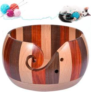 Cuenco de hilo de madera hecho a mano para costura tallado soporte de regalo de Navidad con herramienta para tejer a ganchillo para almacenamiento de hilo - Product Image 4