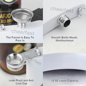 Petaca Blanca a Prueba de Fugas al por Mayor con Juego de Embudo, Petaca de Grado Alimenticio de 12 oz, Petacas a Prueba de Fugas para Licor - Product Image 5