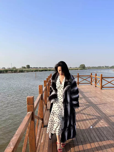 Cappotto Lungo di Alta Gamma in Pelliccia di Cincillà <span class=keywords><strong>con</strong></span> Collo Rovesciato, Cappotto Integrale in Pelliccia di Cincillà Colore Naturale, Comodo Cappotto in Pelliccia di Cincillà e <span class=keywords><strong>Visone</strong></span> - Product Image 3