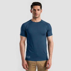 เสื้อยืด GS Blue Cross Flex Tee ผ้าฝ้ายออร์แกนิค 100% แบบถัก พิมพ์ลายซิลค์สกรีน โพลีเอสเตอร์ 100% - Product Image 1