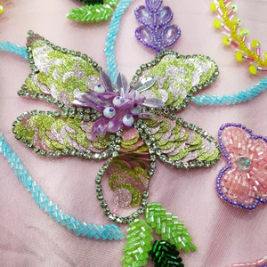 มินิเดรสผ้าโปร่งบางปักลายทำด้วยมือสุดหรูมีแขนยาวเอวทรงเอเป็นมิตรกับสิ่งแวดล้อมสำหรับงานปาร์ตี้ - Product Image 1