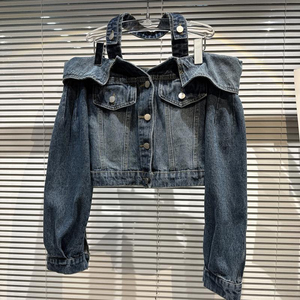 Blouse veste décontractée pour femmes en denim brut lavé, col rabattu, manches longues, unique, écologique, respirante, 2025 - Product Image 2