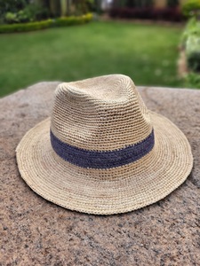 crochet raffia beach hats handmade fashion <b>men</b> sun hats made in madagascar <b>fedora</b> article short brim and different colors - Product Image 2