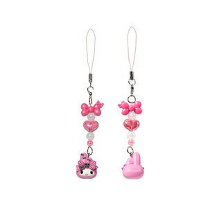 Correa para Teléfono con Figura de My Melody de Aurora, Cordón con Cuentas de Corazón Rosa, Accesorio para Teléfono - Product Image 1