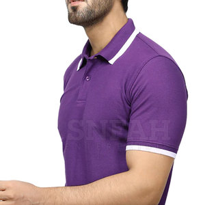 OEM personalizado de los hombres para Polo Camisetas Patrón sólido con su propio diseño de logotipo 220 gramos Peso de la tela - Product Image 6