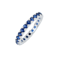 Saphir bleu pierres précieuses pleine éternité bague en argent Sterling 925 naturel à la mode or massif et saphir bijoux 18k 1 pièces