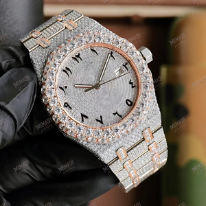 นาฬิกาหรูหราประดับเพชรโมอิสซาไนต์สีทอง พร้อมหน้าปัดแสดงวันที่ นาฬิกาไขลานอัตโนมัติสำหรับผู้ชาย - Product Image 5