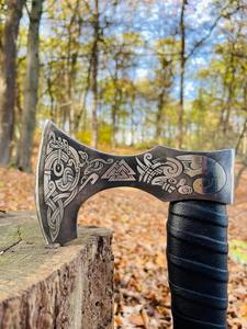 Hacha vikinga de grado Industrial, cabeza de acero de alto carbono con nuevo diseño único, hermoso mango de madera para hacha de bricolaje al aire libre - Product Image 3
