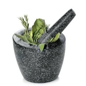 Mortero y Maja de mármol grande con paredes gruesas y agarre pesado, ideal para uso culinario o molienda de hierbas ayurvédicas - Product Image 4
