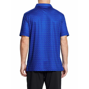 New Arrival Men's <b>Blue</b> Dot Pattern Short Sleeve Golf <b>Polo</b> <b>Shirt</b> Breathable Knitted 100% Polyester Casual Style - Product Image 2