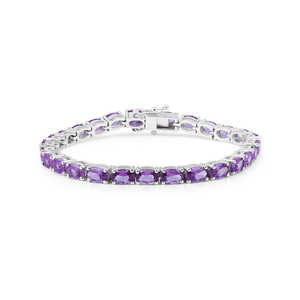 <b>Amethyst</b> Oval Zirconia Tennis <b>Bracelet</b> - Product Image 4