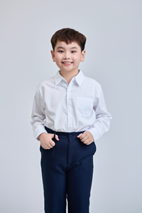 Chemise à manches longues unisexe pour l'école primaire, en popeline tissée, 65% polyester, 35% coton, FMF vietnamien (chemise à boutons blanche), en stock - Product Image 5