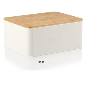 Hermosa caja de pan con tapa de madera para el contenedor de la encimera de su cocina Almacena perfectamente su pan casero - Product Image 1