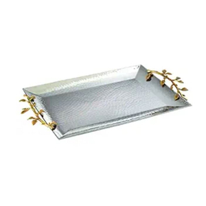Bandeja de Servir Rectangular de Metal Moderna de la Mejor Calidad con Detalles en Hoja de Oro, Adorno Decorativo para Centros de Mesa en Bodas y Fiestas - Product Image 1