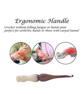 Crochets en résine époxy faits à la main Mélange en bois Aiguille ergonomique 3mm à 12mm de tailles différentes Manche souple Aiguille à tricoter - Product Image 5