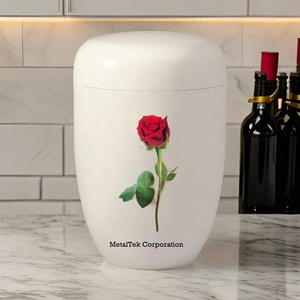 European Style Funerary Cremation <b>Urn</b> for Human Pet Ashes Customized Rose Print Cremated Ashes Storage <b>Jars</b> Wholesale Price - Product Image 1
