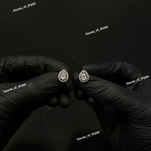 Pendientes de tuerca de lujo unisex de plata 925 con moissanita de corte pera dos en uno, estilo Iced Out Halo Pave Set, para fiesta, regalo, estilo Hip Hop - Product Image 1