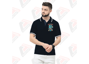 เสื้อยืดลายทางของผู้ชายที่เป็นเอกลักษณ์สำหรับเสื้อโปโลระบายอากาศได้ดีมีสไตล์ผ้าเดนิมผ้าลูกฟูกเป็นมิตรกับสิ่งแวดล้อมผ้าปะติดสำหรับฤดูร้อน - Product Image 5