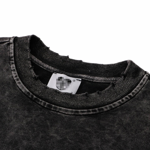 Sudadera con capucha y sudaderas de hombre de gran tamaño con cuello lavado ácido personalizado estilo Hip Hop hombro caído para invierno con logotipo estampado de soplo - Product Image 2