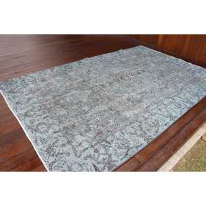 Alfombra vintage, alfombra turca de 6.1x9.7 pies, alfombra de lana azul con lunares - Product Image 2