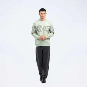 Streetwear de luxe 100% coton Sweat-shirt imprimé à col rond avec logo personnalisé en relief Sweat-shirt pour hommes - Product Image 3