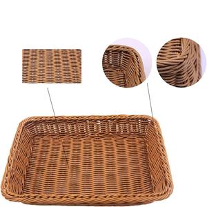 High Quality 4Pcs <b>Rectangular</b> Bamboo Fruit <b>Baskets</b> Multipurpose <b>Storage</b> Rattan Set for Home Kitchen Farmhouse Decor - Product Image 2