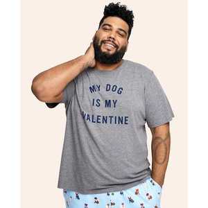 Camiseta gris para dormir con gráfico de San Valentín para adultos para hombre - Product Image 1