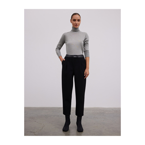 PANTALONS EN MÉLANGE DE LÂNE AVEC DETAIL EN FAUX CUIR ET FONCTION ANTI-POILS - Product Image 4