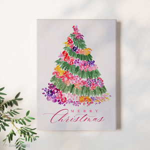 Impression HD aquarelle colorée arbre de Noël cadre en bois moderne toile Art mural en gros - Product Image 1